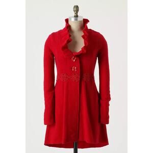 Anthropologie Charlie & Robin Alice In Autumn Red Felted Cardigan Coat SZ M